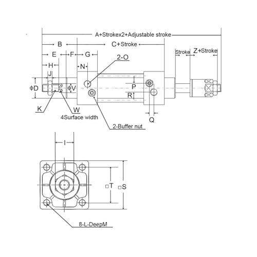 Vérin pneumatique SCJ double effet avec piston à course réglable 50mm - 5