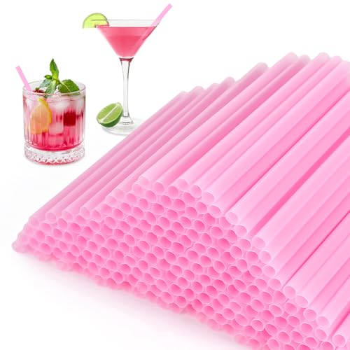 [500 Pcs] 5 Inch Pink Cocktail Straws - 0.24 Diameter Disposable Plastic Drinking Straw for Coffee and Cocktail Cute Short Straws for Bar Cafe Club Party