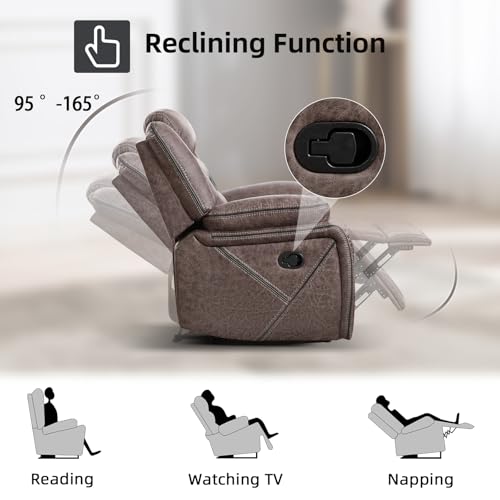 Image of EBELLO Manual Recliner Sofa Set, Faux Leather Reclining Living Room Furniture Set, Included Recliner Chair and 3 Seat Manual Recline Sofa, Grey