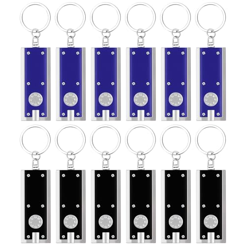 Flintronic Luces LED Llaveros Cuadrados   12 Piezas Mini Linternas Portátiles para Niños y Senderismo (Azul+Negro)