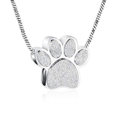 LLSJF Edelstahl Memorial Urnen Memorial Urne Kette Mit Anhänger Edelstahl Hundepfote Feuerbestattung Schmuck Asche Gedenkurnenanhänger Cover