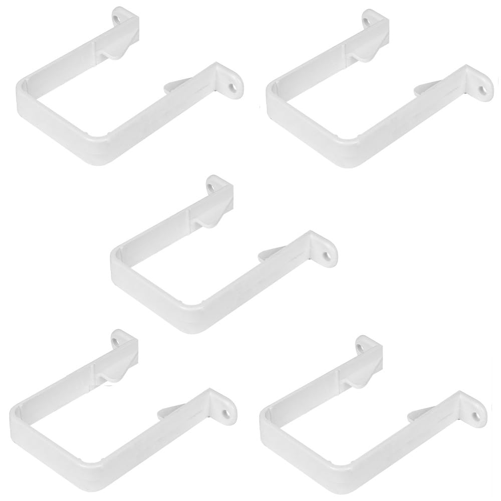 Downpipe Brackets - Square Drain Pipe Clips - 5 Pack White