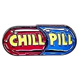 Ficsowy Enamel Pins Chill Pill Lapel Pin Funny Cartoon Brooch Mini Medical Brooch for Jacket Backpacks Accessories Gift for Friends (Blue)