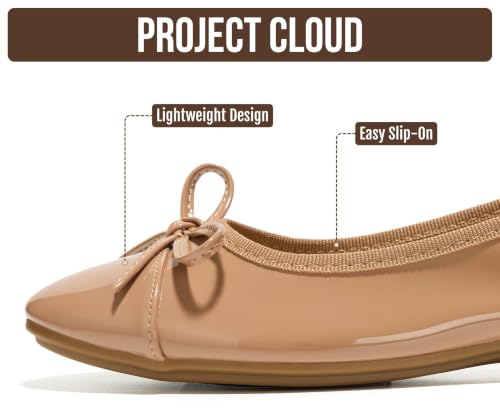 Image of Project Cloud Ballet Flats for Women Shoes - Genuine Leather Insole and Lightweight Mary Jane Flats - Non-Slip and Comfortable Womens Shoes