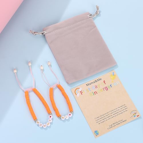 Image of First Day of Preschool Bracelet Back to School Gifts for Kindergarten / Preschool / School Gift Mama and Mini Adjustable Mother Daughter Bracelets as Supplies for Girls to Relieve Study Anxiety