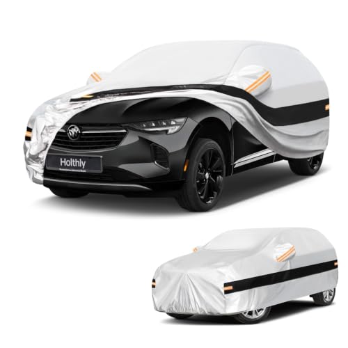 Image of 10 Layers SUV Car Cover Custom Fit for Buick Envision (2015-2026), Waterproof All Weather for Automobiles, Outdoor Full Cover Sun Dust Rain Protection with Cotton. Silver