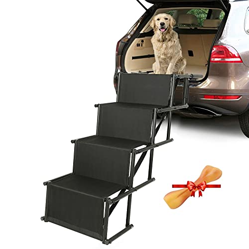 Hundetreppe - 4 Stufen Hundetreppe Auto Faltbare Hunderampe für Auto, Sofa oder Bett, rutschfest, Belastbar bis 75 kg