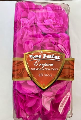 Forminhas de dulces individual en Formato de Flor en papel grepon (grepé) para trufas,brigadeiros. Envoltorio para trufas y dulces Base para trufas, dulces, brigadeiros (40, fucsia)