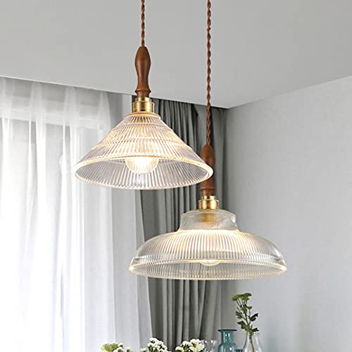 Éclairage suspendu en noyer et verre transparent de luxe - 5