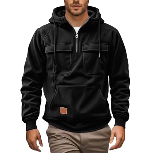 ADHOWBEW Men's Oversized Hoodie Long Sleeve Casual Fall Workout Winter Drawstring with Pockets Big and Tall Pullover3