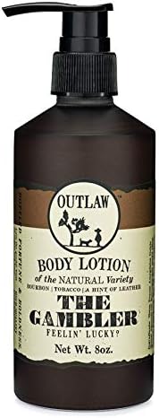 Bourbon & Leather Scented Natural Lotion for Men & Women - The Gambler, by Outlaw - Whiskey, Tobacco, & Leather Scent