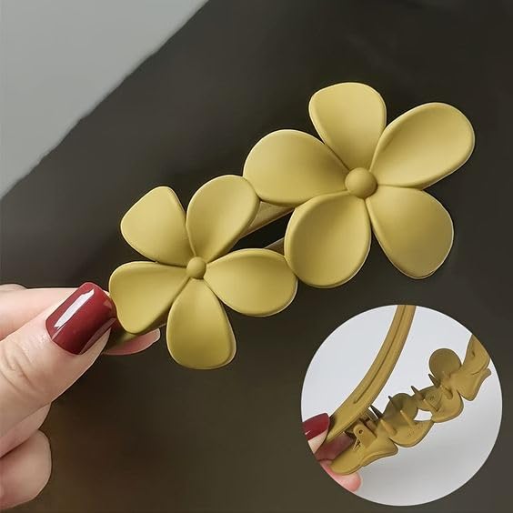 Juda Hair Clips/Big Flower Bow, Matte Floral Hair Accessories for Long Thick Hair, Back Clip for Girls, Hair Clips with Flowers, Hair Clips with