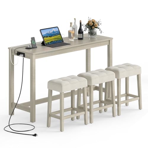 Costway 4-Piece Breakfast Nook Set with Charging