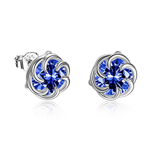 Orecchini a perno in argento Sterling con cristalli austriaci, idea regalo per donne e Argento, colore: Blu, cod. PYE1826-Z-ZL