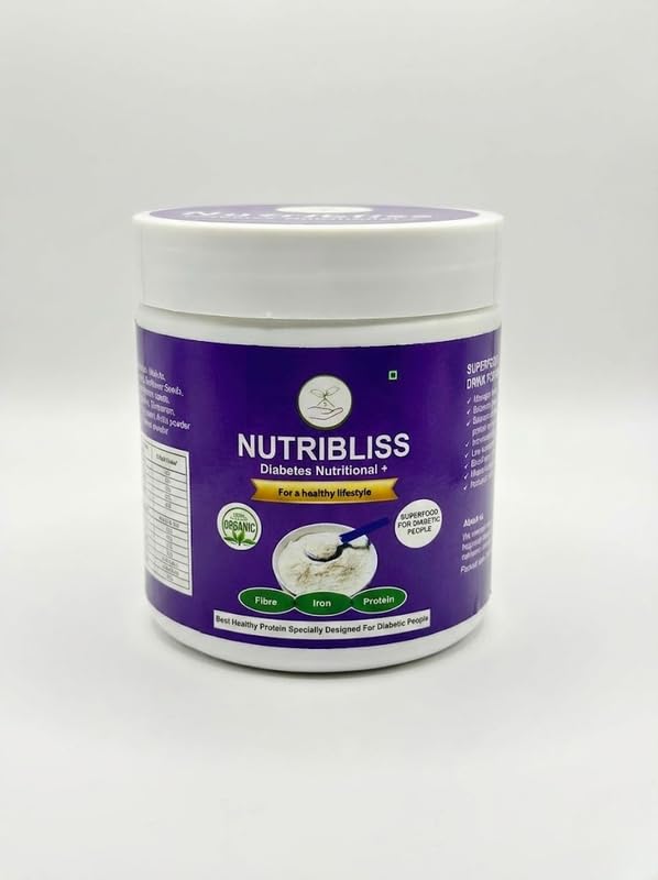 Nutribliss Diabetes Nutritional+ Powder | Organic Nuts & Seeds Blend | High Fibre Protein Superfood | No Sugar | 200g | For Diabetic Lifestyle