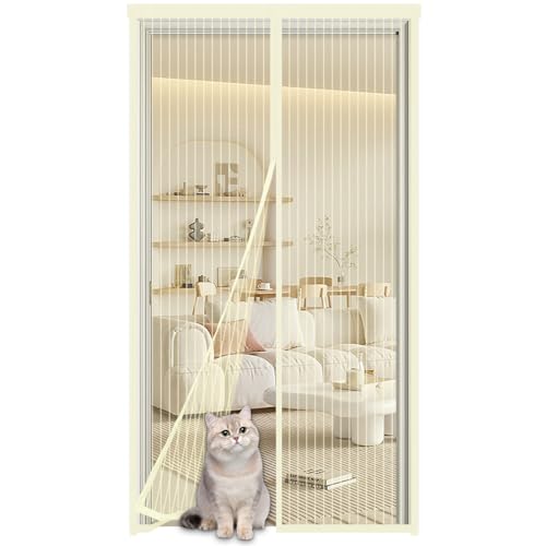 Zanzariera Magnetica per Porte 150x250cm,Tenda Anti-Zanzara con Calamita Zanzariera Magnetica porta,Nessun Attrezzo Richiesto,Chiusura Automatica Traspirante Zanzariere Anti Insetti,Beige