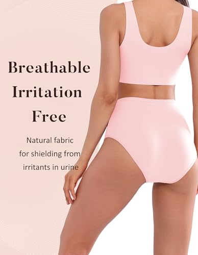 Image of AIRCUTE Washable Urinary Incontinence Protective Underwear for Women Leak Proof Absorbent Reusable Panties 60ML 1 Pack (Pink, Large)