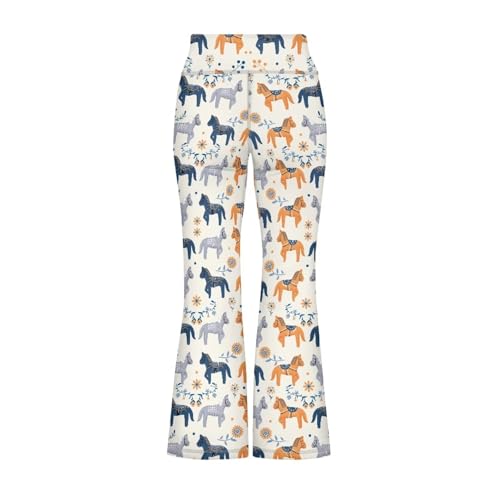 Horse Pattern Flare Yoga Pants for Girl High Cut Legging Tummy Control Kids Long Trousers Casual Bell Bottom Sweatpants3