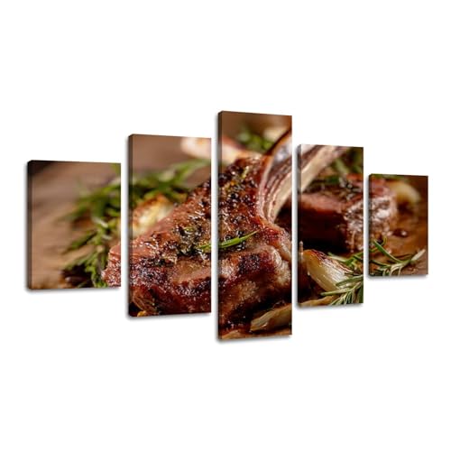 5 Piece Large Wall Art Prints Paintings Braised Lamb Chops