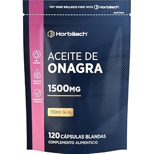 Aceite de Onagra Perlas 1500 mg | Bienestar Femenino de Alta Resistencia | Evening Primrose Oil con Omega 6 y GLA | 120 Capsulas | by Horbaach