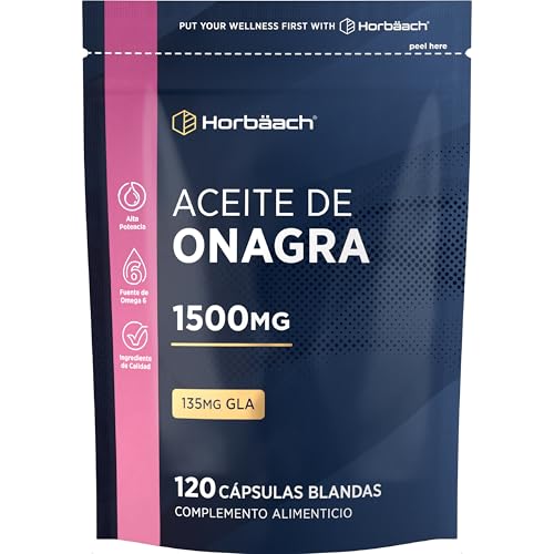 Aceite de Onagra Perlas 1500 mg | Bienestar Femenino de Alta Resistencia | Evening Primrose Oil con Omega 6 y GLA | 120 Capsulas | by Horbaach