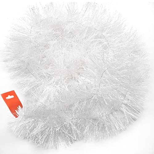 26.2 Feet Christmas Tinsel Garland, Holiday Tinsel Garland For Christmas,Halloween, Birthday, Weddings, Party Decorations (White) #TOP17