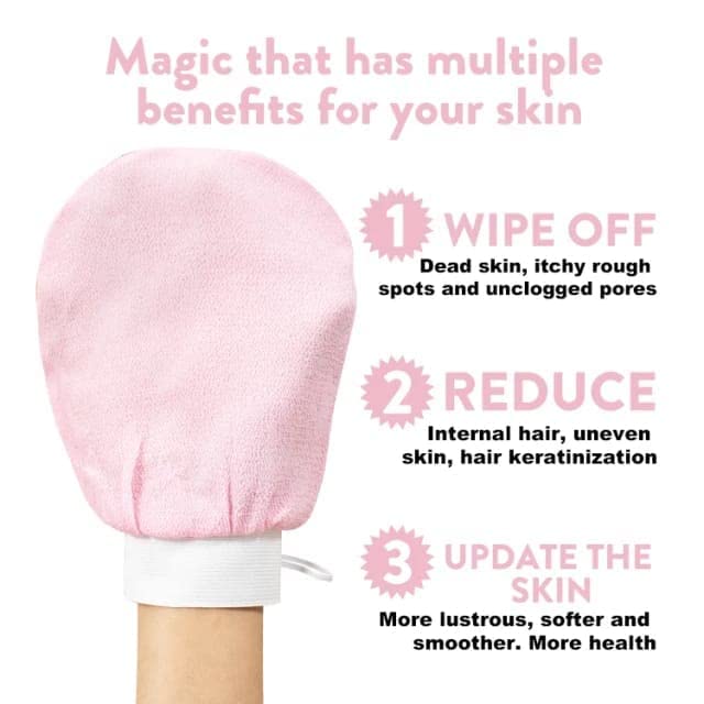 The Touch Exfoliating Gloves | Moroccan Bathing Hammam Glove Mitt-Latest body scrubber |Visibly Lift Away Dead Skin, Great for Tan Removal, Made of 100% Viscose Fiber - 1 Pc... - Image 2