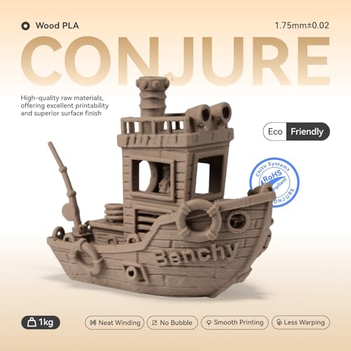 Image of Chitu Systems Conjure Wood PLA Filament White Oak, Real Wood Fibers Filled, Using Reusable Spool Compatible with Bambu Lab Refill Filament,1.75mm+ /- 0.02mm 1kg Spool(2.2lbs)