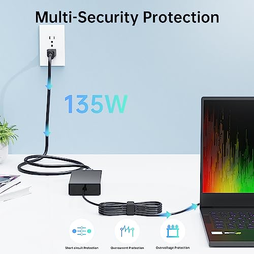 135W Charger Fit For Acer Nitro 5 Gaming Laptop, Acer An515 Ac Adapter Power, Acer Adp-135Kb T 19V 7.1A 135 Watt Supply Cord #TOP3