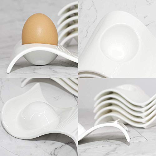 Chasbete Egg Cups For Soft Boiled Eggs, Ceramic Egg Cup, Soft Boiled Egg Holder 6 + 1 Egg Topper Cutter For Decor/Breakfast/Brunch #TOP1