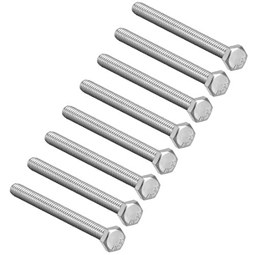 Image of uxcell M8 Hex Bolt M8-1.25 x 120mm UNC Hex Head Screw Bolts 304 Stainless Steel Fully Threaded Hex Tap Bolts 8 PCS
