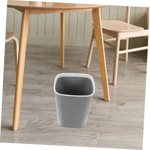Caneca de basura rectangular de plástico gris OSALADI miniatura 5