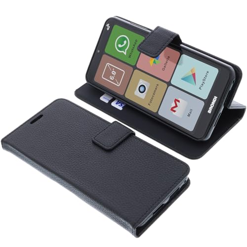 foto-kontor Custodia a Libro Compatibile con Brondi Amico Smartphone XL Nero Cover Magnetica di Colore Nero