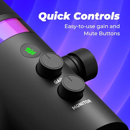 Image of FLYBALL Studio-Grade XLR /USB Dynamic Microphone with Base Stand, RGB Gaming Podcast Mic, Gain Control, Volume Knob, Headphone Monitoring for YouTube, Streaming, Recording (UG 300)