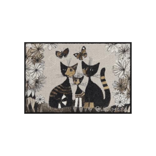 Rosina Wachtmeister Paillasson lavable par Salonloewe Gatti Con Fiori 50 x 75 cm Motif chats Multicolore