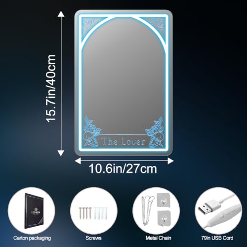 Image of Tarot Mirror Neon Sign, Ice Blue, 15.7 inchx10.6 inch