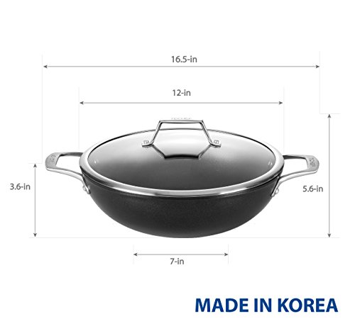Image of TECHEF - Onyx Collection, 12-Inch Wok /Stir Fry Pan with Glass Lid, coated with New Teflon Platinum Non-Stick Coating (PFOA Free)