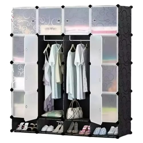 Catálogo de Armario plastico para comprar online. 47 K PRACTIKSA | Armario Closet Portátil con Zapatera Armable 16 Cubos Color Negro