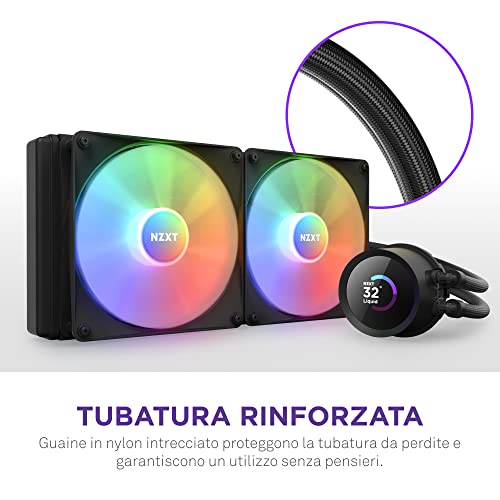 Kraken 280 RGB - RL-KR280-B1-280mm AIO CPU Liquid Cooler - Customizable 1.54" Square LCD Display for Images, Performance Metrics and More - 2 x F140 RGB Core Fans - Black - Sistema di raffreddamento - Immagine 6