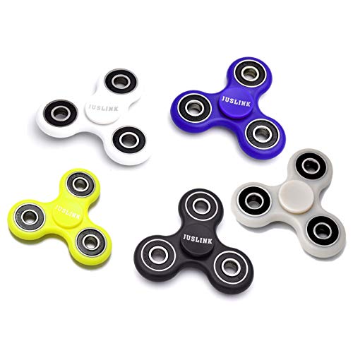 JUSLINK 5 Pack Fidget Spinners, 2 to 5 Minutes Spin Time（Random Color）