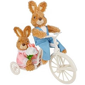 Juegoal Easter Tabletop Decorations Plush Bunny Couple, 9.8" (L) x 11" (H) Easter Rabbits Ride a Bike, Cute Animal Figurine for Girls' Gift, Easter Basket Filler Spring Home Kitchen Room Ornament Juegoal Easter Tabletop Decorations Plush Bunny Couple 98 L x 11 H Easter Rabbits Ride a Bike Cute Animal Figurine for Girls Gift Easter Basket Filler Spring Home Kitchen Room Ornament