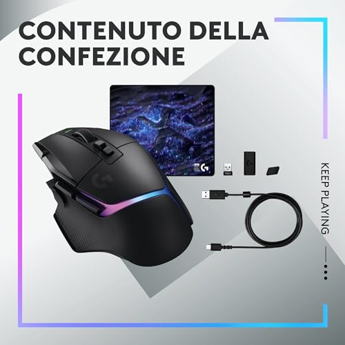 G502 X PLUS LIGHTSPEED + G640 SE COMBO - Mouse Gaming RGB wireless e tappetino per gaming in tessuto di grandi dimensioni (460 x 400 x 3 mm) - Nero - Mouse gaming - Immagine 10