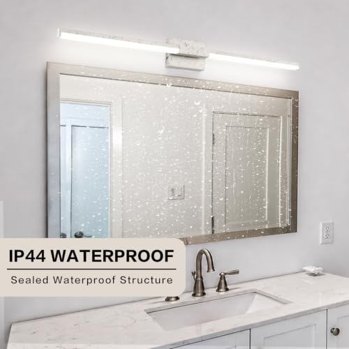 Image of SOLFART Bathroom Light Fixture 40-Inch: Brushed Nickel Dimmable Vanity Lights for Bathroom, Built-in Dimmer, Thickened Aluminum Body, 360 Degree Rotation, ETL IP44