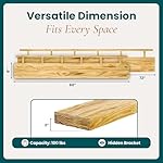 72'' Pine Wood Floating Shelf for Wall - Rustic Wall Mounted Wooden Shelf for Stylish Home Décor (Natural, 72x8x2) - 1pcs - Image 3