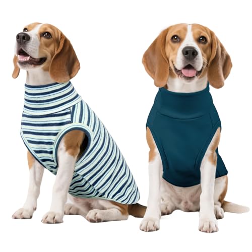 Kuoser 2 Pack Dog Sweater, Soft Dog Sweaters for Small Medium Large Dogs, Sleeveless Pet Fleece Vest,Puppy Pullover Sweatshirt for Boys & Girls, Turtleneck Dogs Winter Coat Clothes