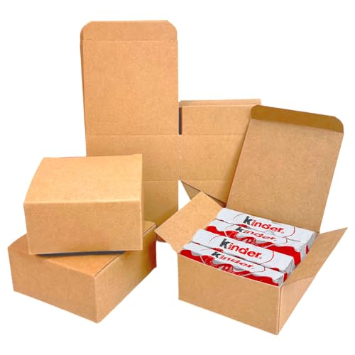 Festa Centro (8x8x4 cm) 50Pz Scatoline Carta Kraft Marrone;Scatoline Carta Kraft Marrone Quadrate;Scatola Cartone con Coperchio Facile da Assemblare - Scatole Bomboniere per Compleanni e Matrimoni