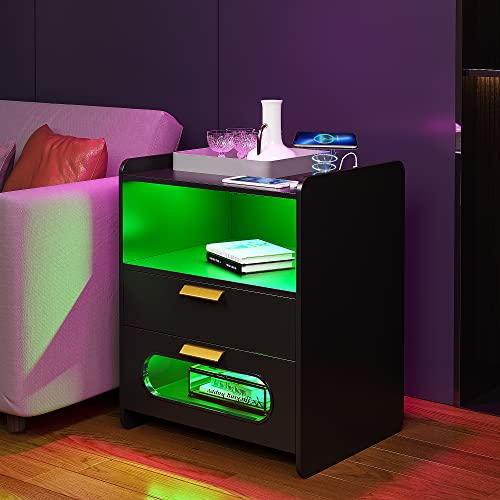 Lvifur Luce LED RGB da comodino, comodino con 2