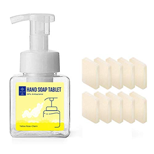 Y-Kelin 300 Days Supply Rose Hand Washing Tablets（10 tabs）with Bottle- Household Effervescent hand washing tablets