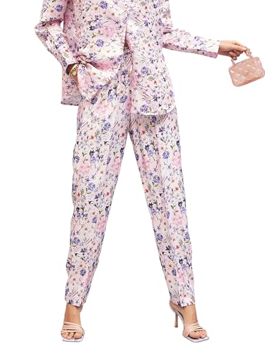 Image of SASSAFRAS Women's Satin Floral Darted Pants