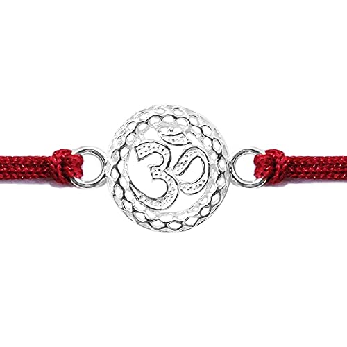 Parnika 925 Om Ganesha Rudraksha Infinity Bro Shiv Bhai Adjustable Silver Rakhi Bracelet For Brother in 92.5 Sterling Silver for Boys and Men | Chandi ki Rakhi | Gift Box Roli Chawal (Om round) (B0996CZ41P) Amazon Price History, Amazon Price Tracker